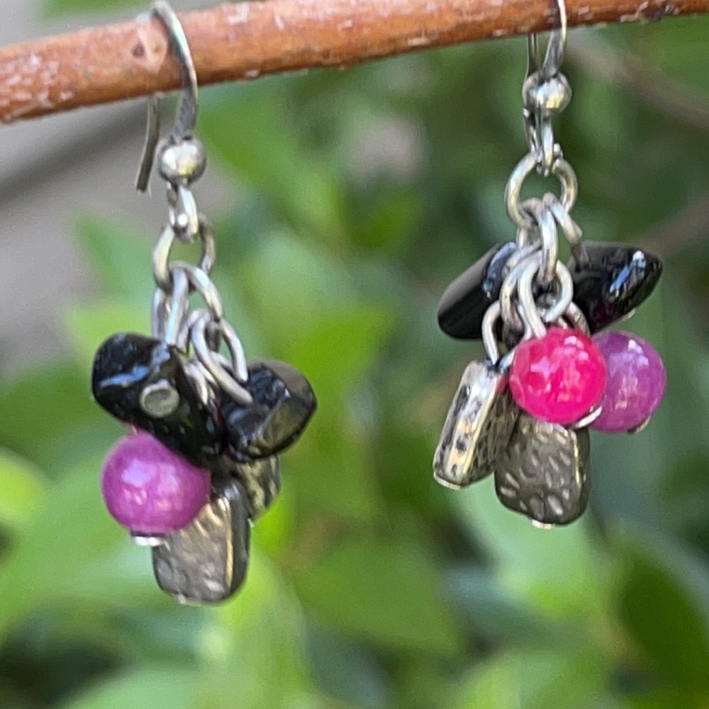 Anthropologie Organic Gem Crystal Bead Earrings